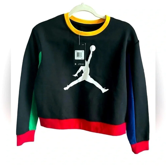 Nike Jordan Jumpman Colorblock Cropped Sweatshirt Girls XL - Picture 1 of 3